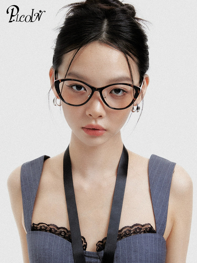 PLCOIN Cat-Eye Tortoise Shell TR Large Frame Adjustable Nose Glasses