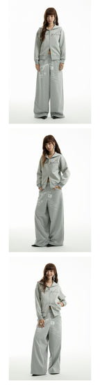 FUNKYFUN 2024AW LOGO Hot Diamond Cardigan Hooded Space Cotton Sweater Jacket