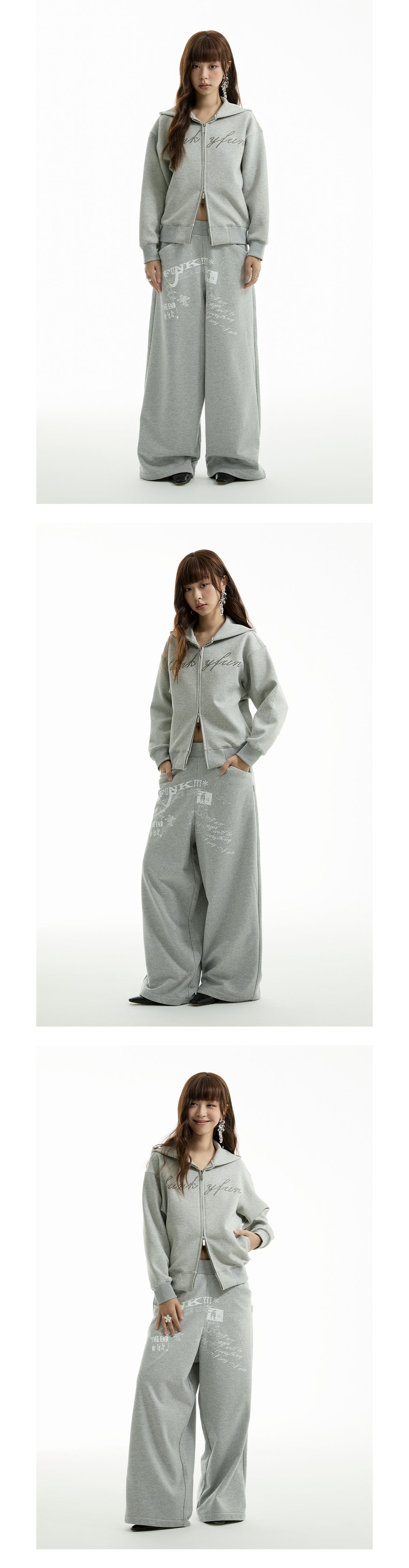 FUNKYFUN 2024AW LOGO Hot Diamond Cardigan Hooded Space Cotton Sweater Jacket