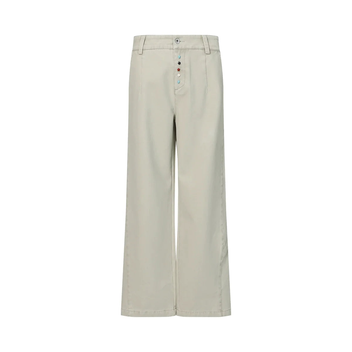 FUNKYFUN Hand-sewn Colorful Starfish Button-up Straight Casual Pants