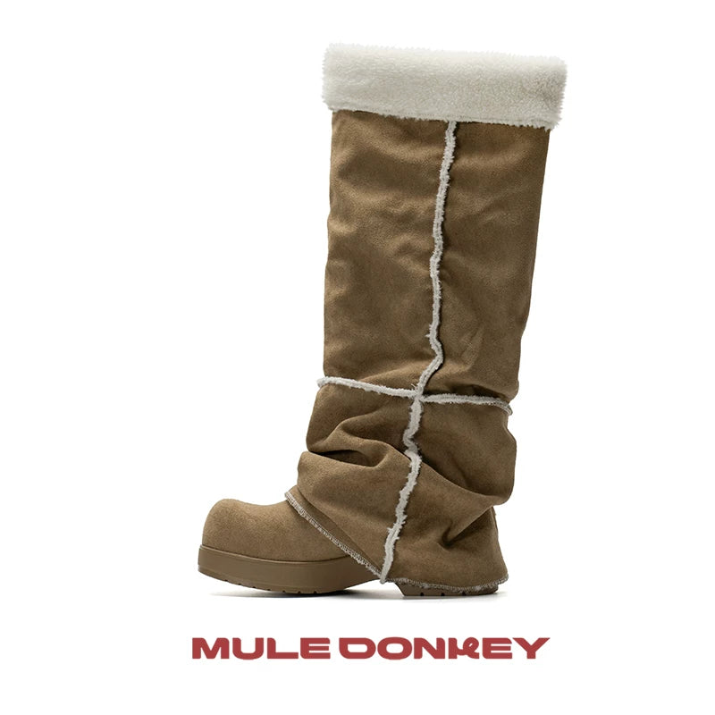 Donkey Pile Velvet Thick Sole Long Boots