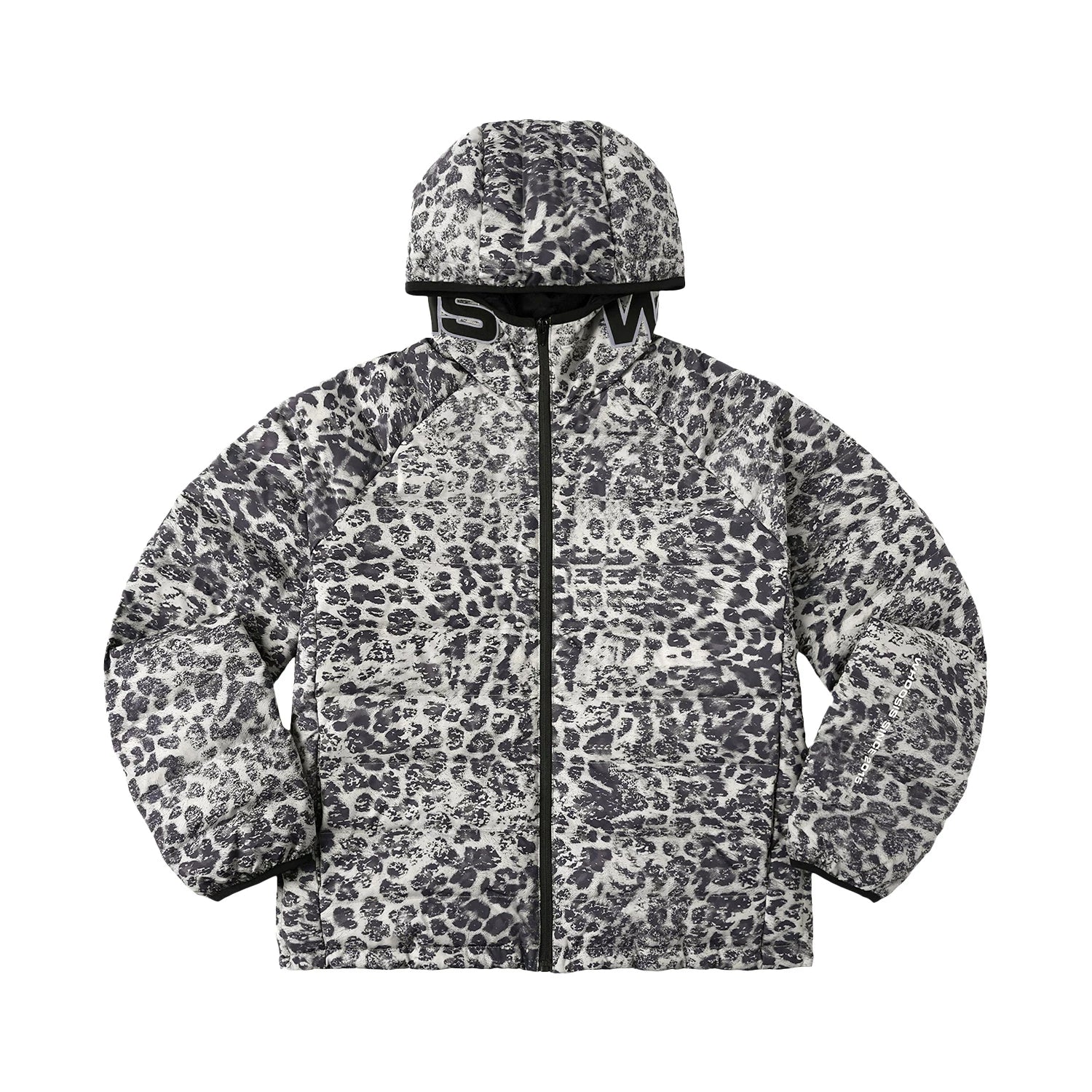 WHOOSIS Leopard Print Ribs Duck Down Hooded Jacket