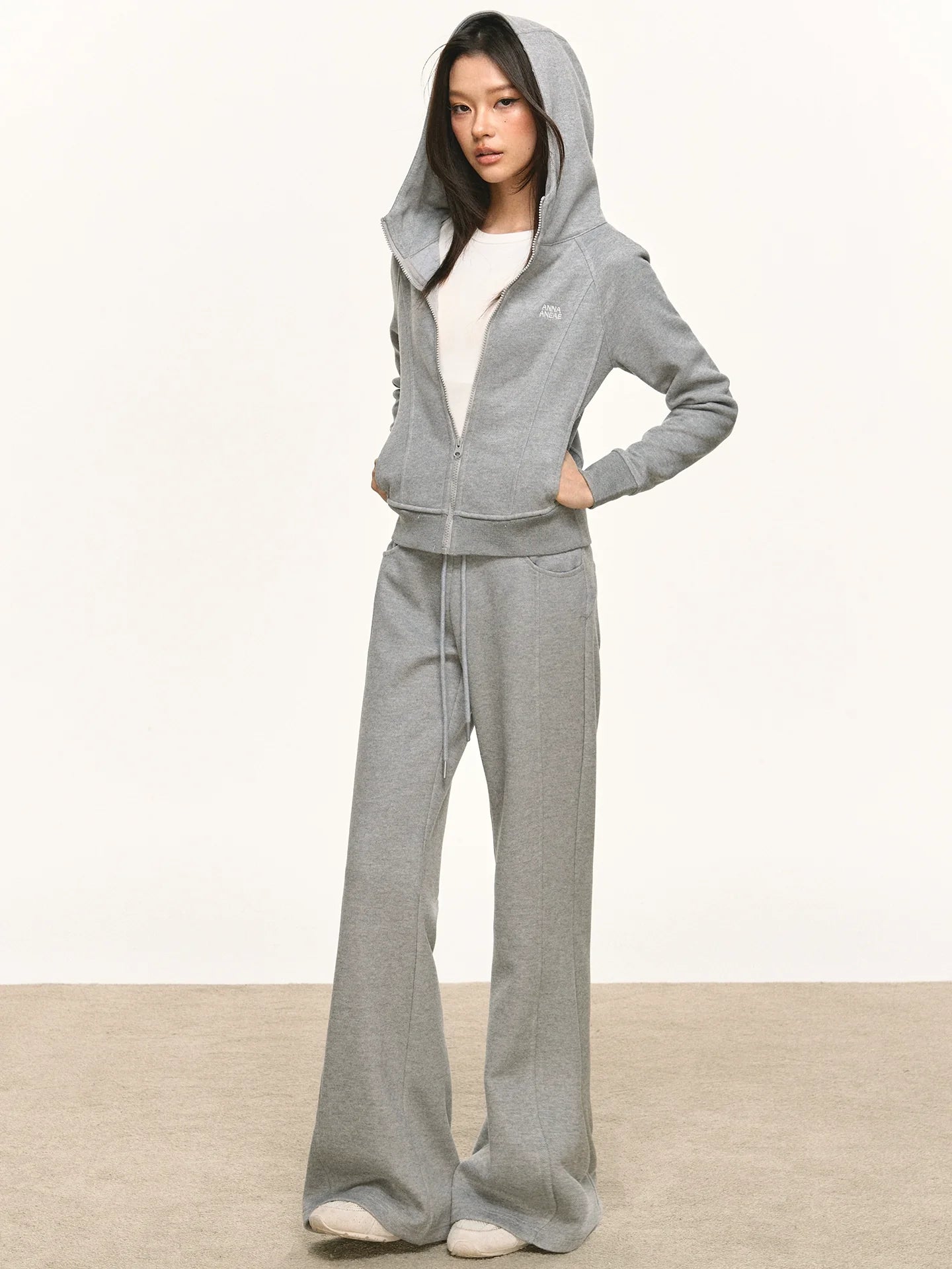 Anna Aneae Hooded Short Sweater Sports Two-piece Set