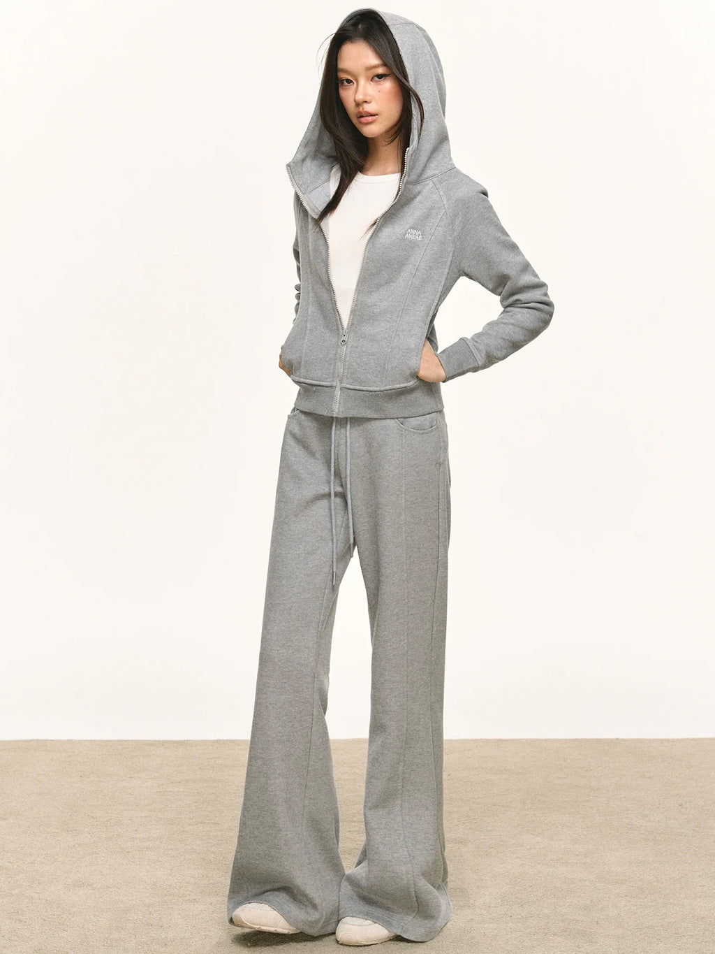 Anna Aneae Hooded Short Sweater Sports Two-piece Set
