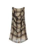 FUNKYFUN Vintage Plaid Pleated Sleeveless Vest