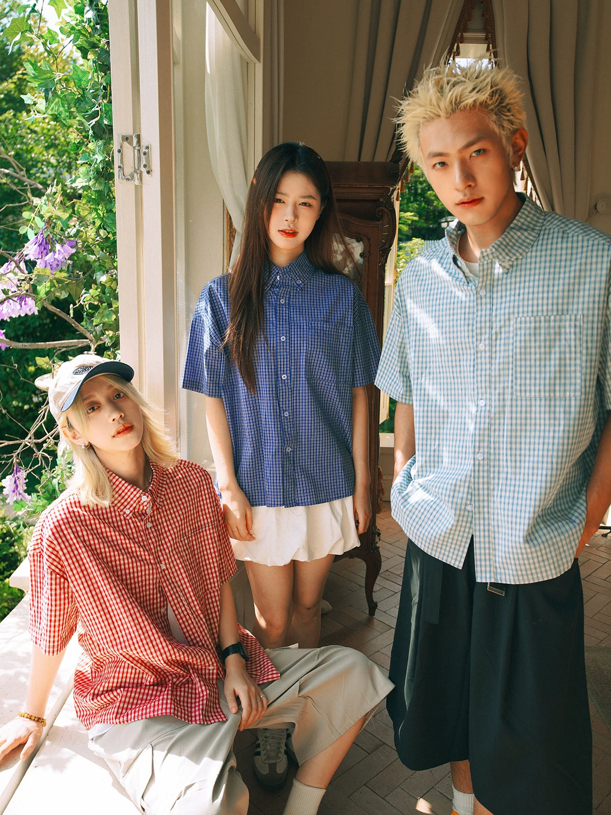 SOSTINE Retro Plaid Short Sleeve Shirt