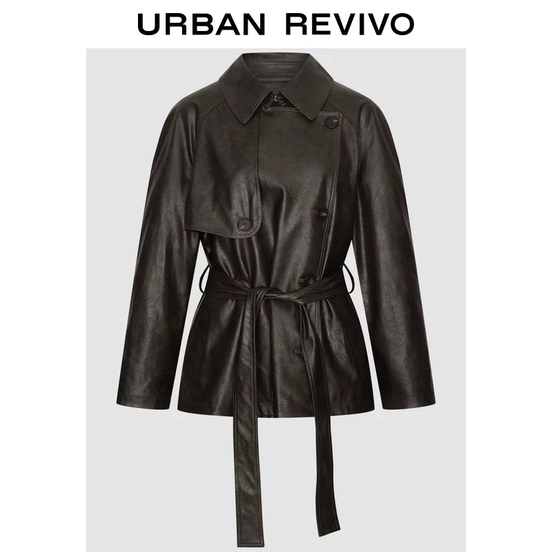 Urban Revivo Women's Amber PU Leather Belt Jacket
