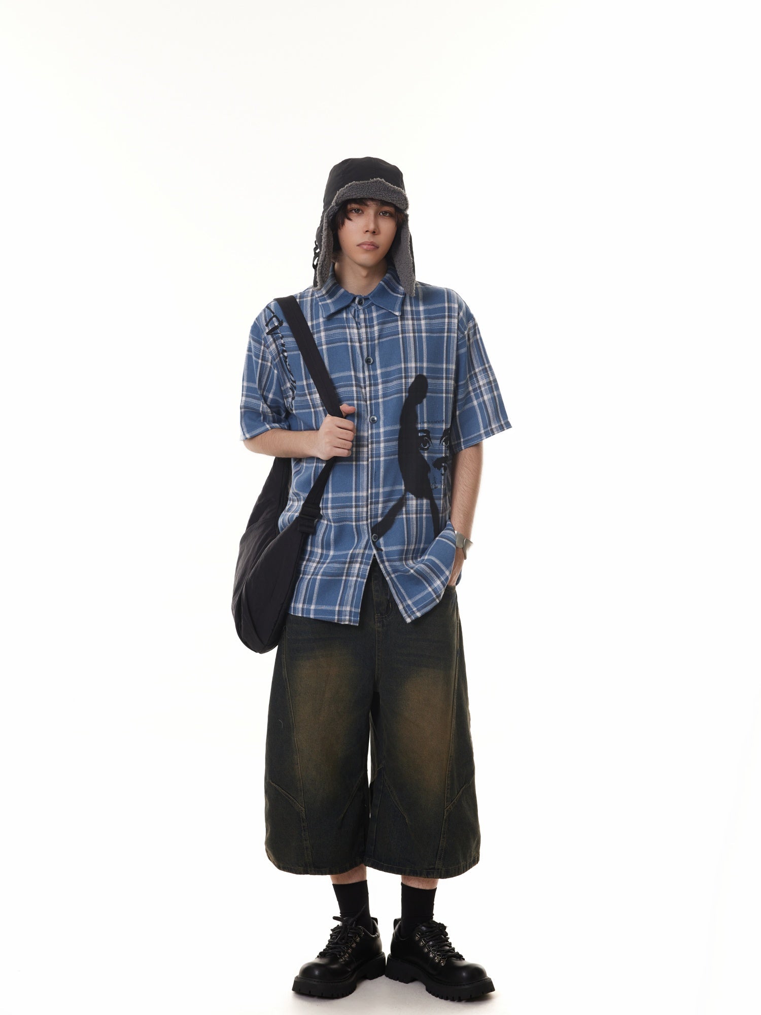 BTSG Vintage Cityboy Plaid Short Sleeve Shirt