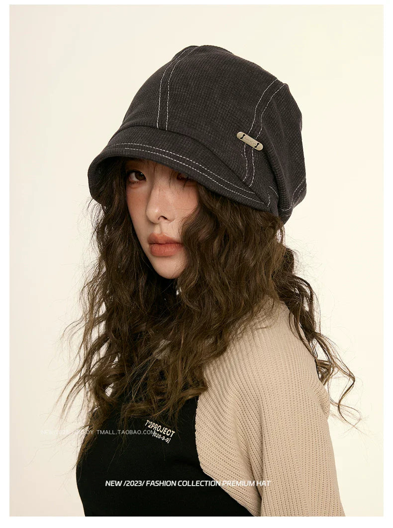 YORSOY Casual Face Small Bag Head Pile Cold Hat
