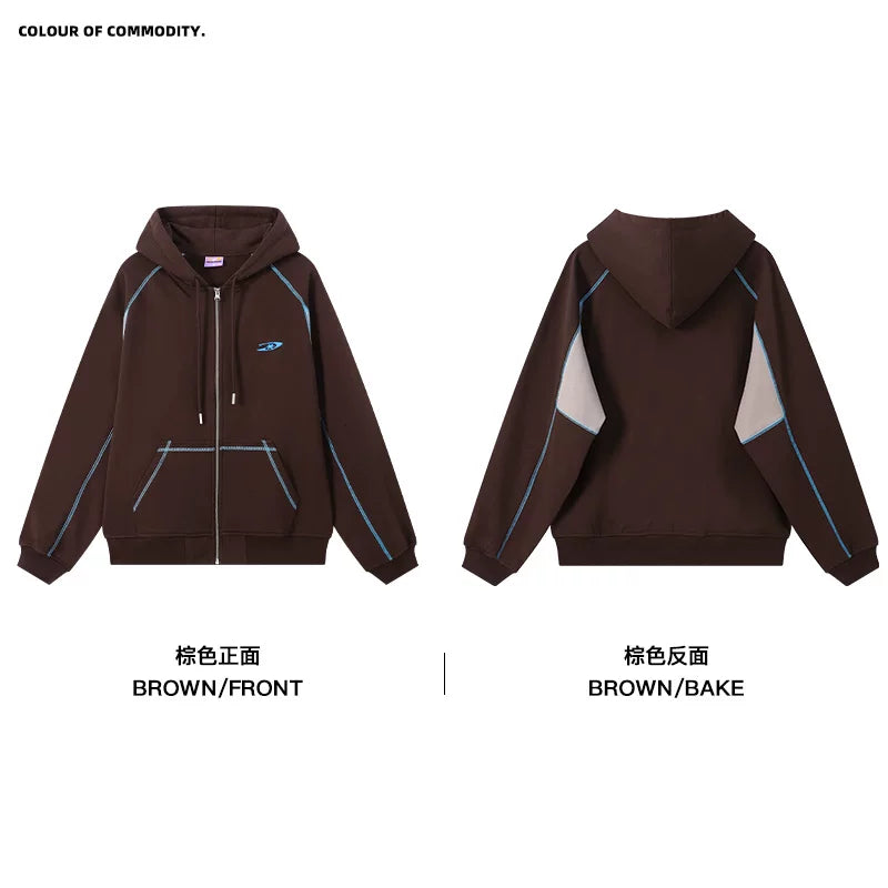 Mr. Jiangnan NewJNXS Constant Warm Leather Contrast Hooded Cardigan Jacket