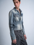 noEmosen KNIGHT Spray Tiger Pattern Denim Jacket