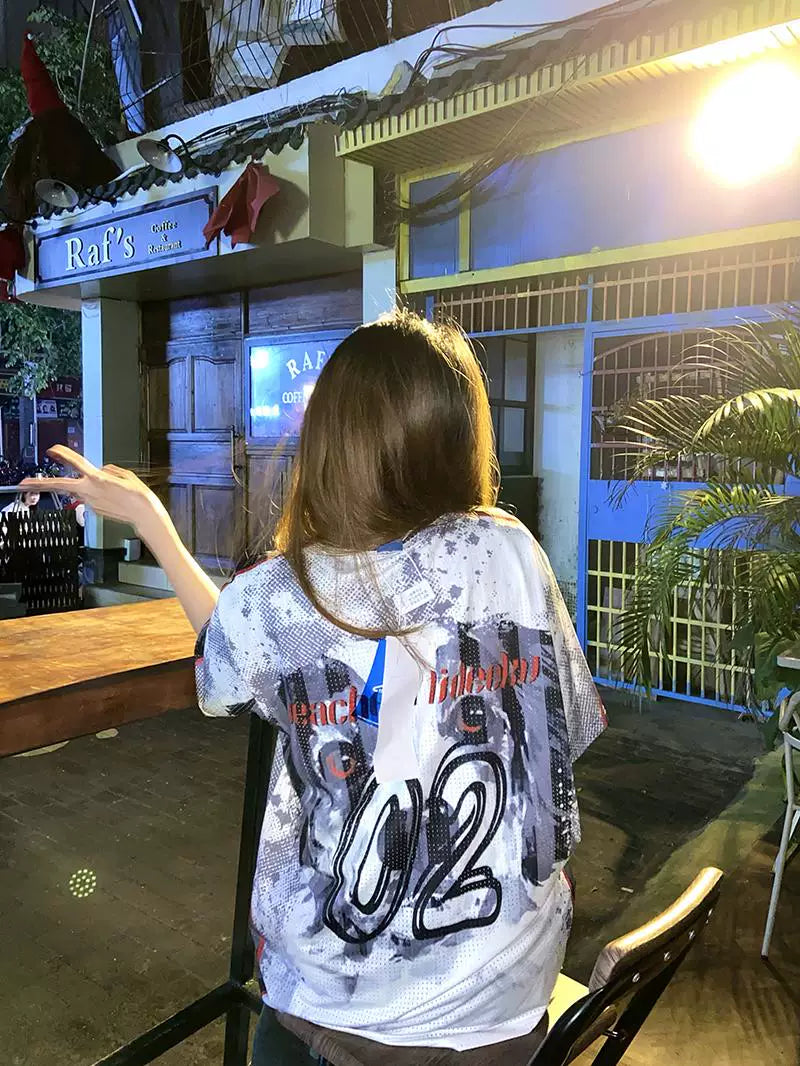 SIXMINU Splicing Breathable Dog Hip Hop V Neck T Shirt