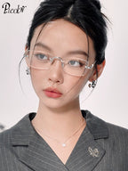 PLCOIN Silver Rimless Glasses Lightweight Anti-Blue Light Myopia