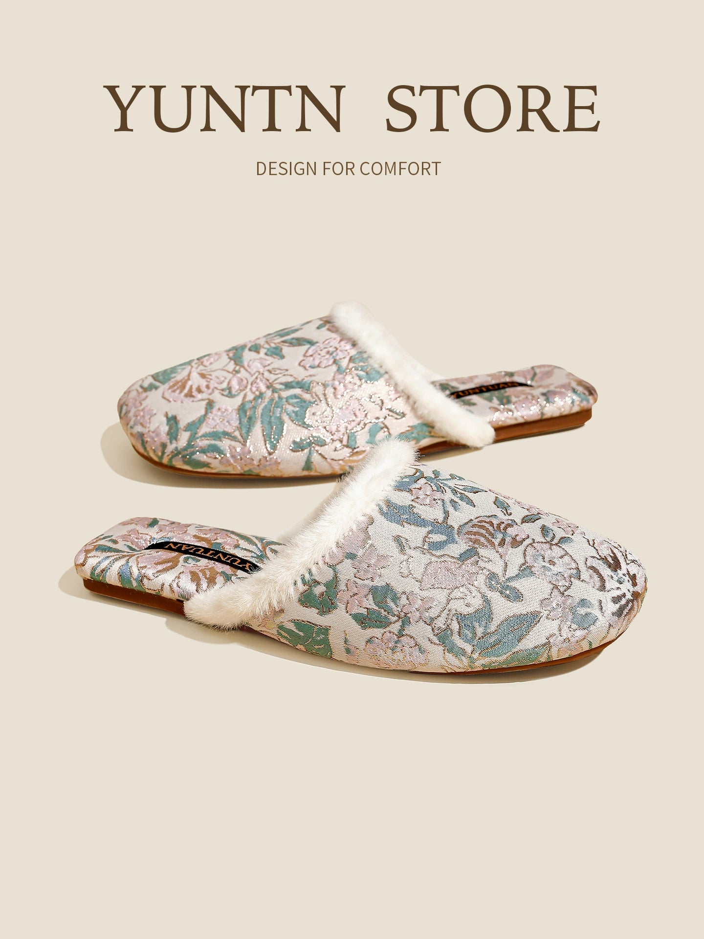 Oriental Warm Velvet Cotton Slippers