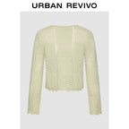 Urban Revivo Hollow Jacquard Knit Cardigan