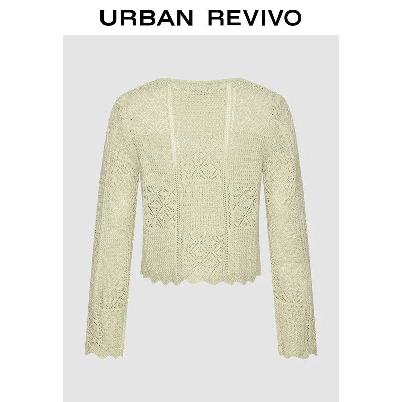 Urban Revivo Hollow Jacquard Knit Cardigan