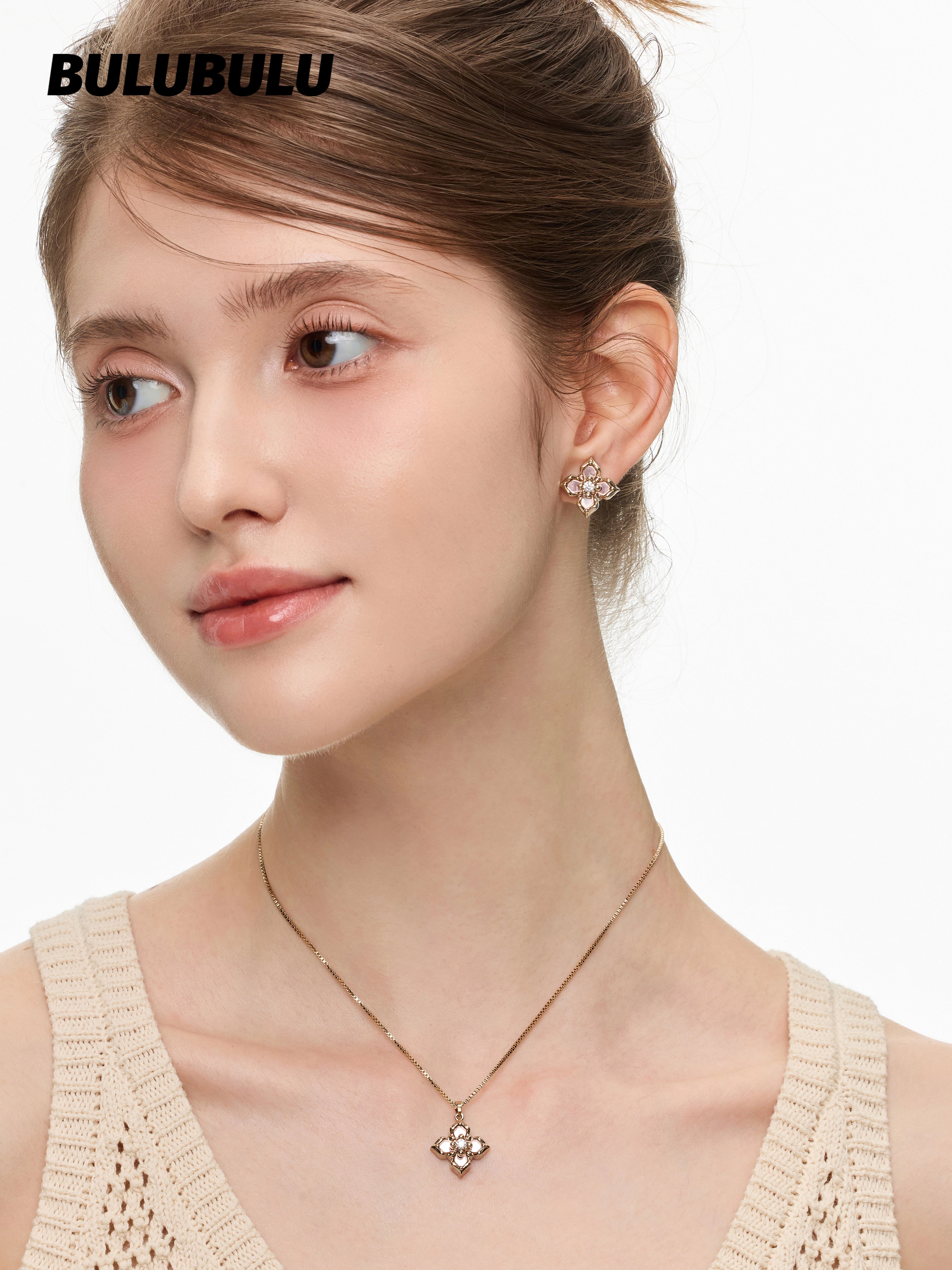 BULUBULU Shaoguang 2.0 Pink Mirror Flower Earrings