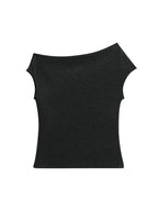 FUNKYFUN Irregular Slanted Shoulder Short Sleeve Tee