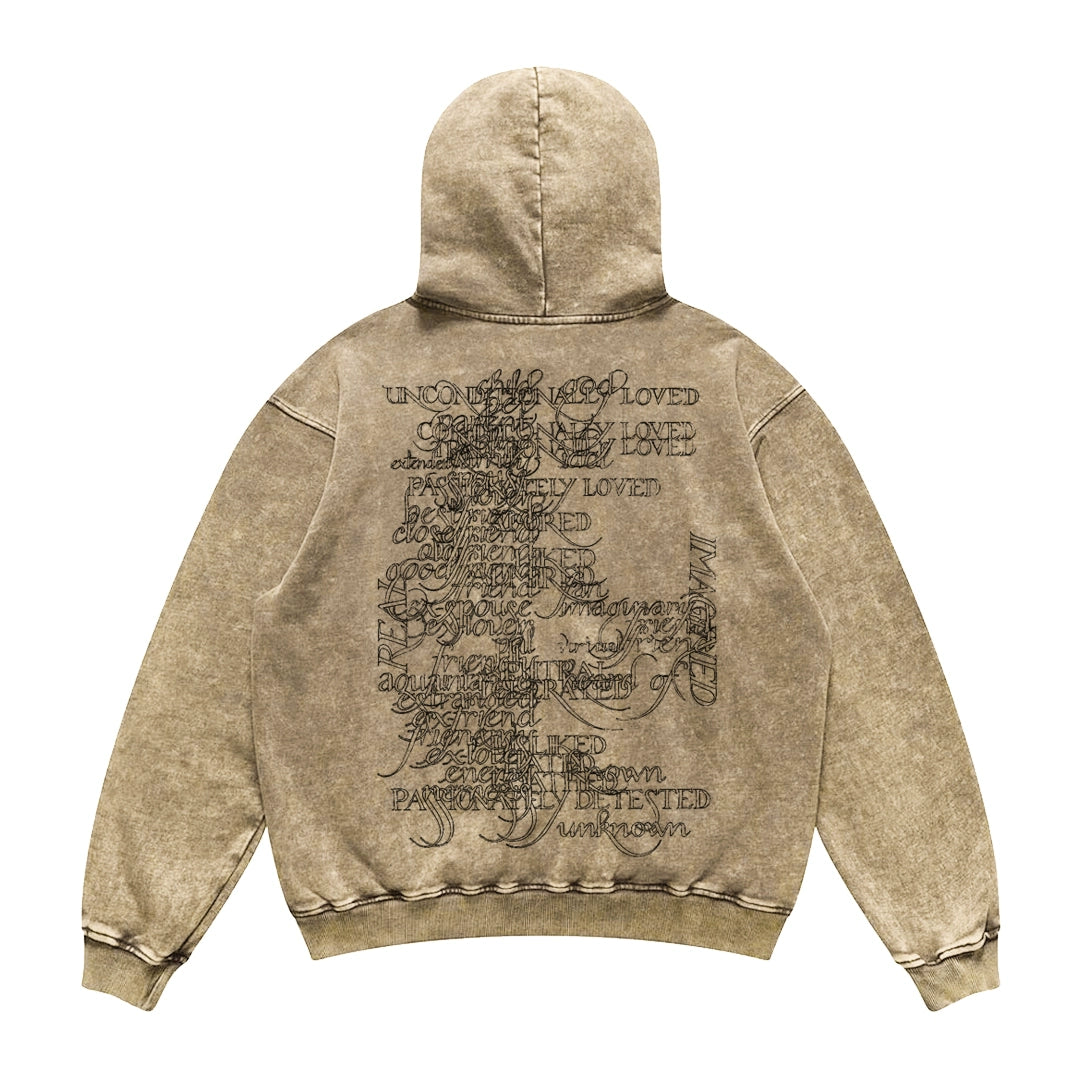 BOMBA STUDIO Letter Print Washed Oversize Hoodie