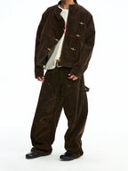 CoosRetro Autumn Faux Suede Airplane Button Jacket