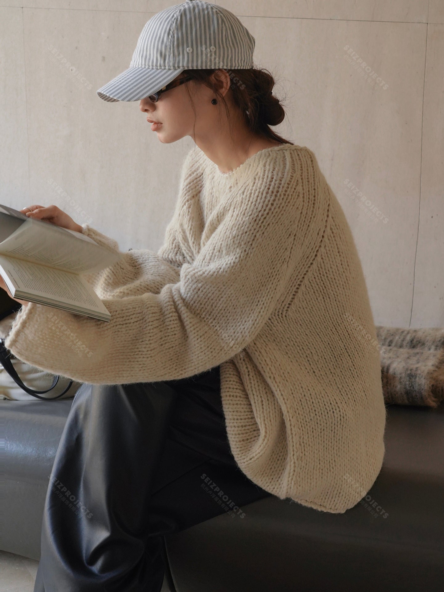 Louvre Autumn Korean Style Lazy Casual Thick Knit Sweater