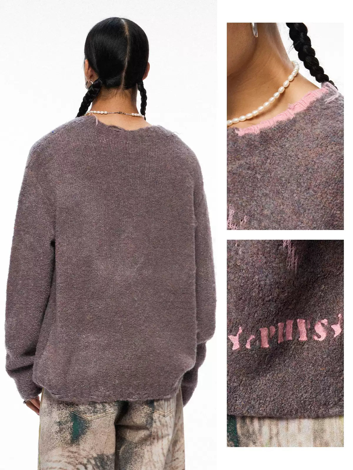 Physics Boy Wildflower Wool Contrast Pullover Sweater