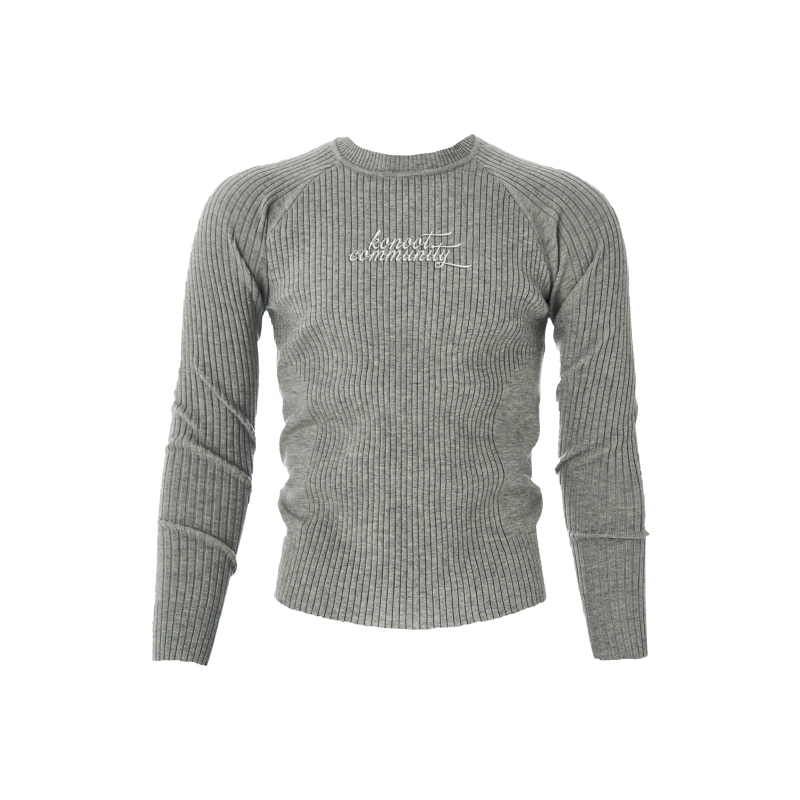 Community Letter Embroidery Slim Fit Sweater