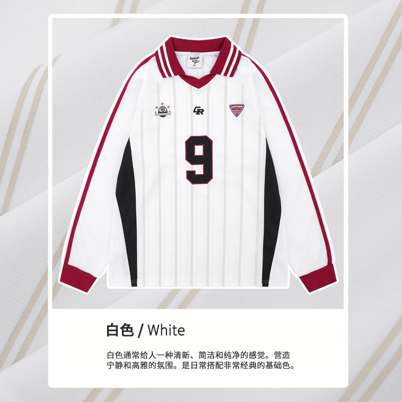 SAVAGEBASE American Vertical Striped Polo Long-Sleeve Jersey