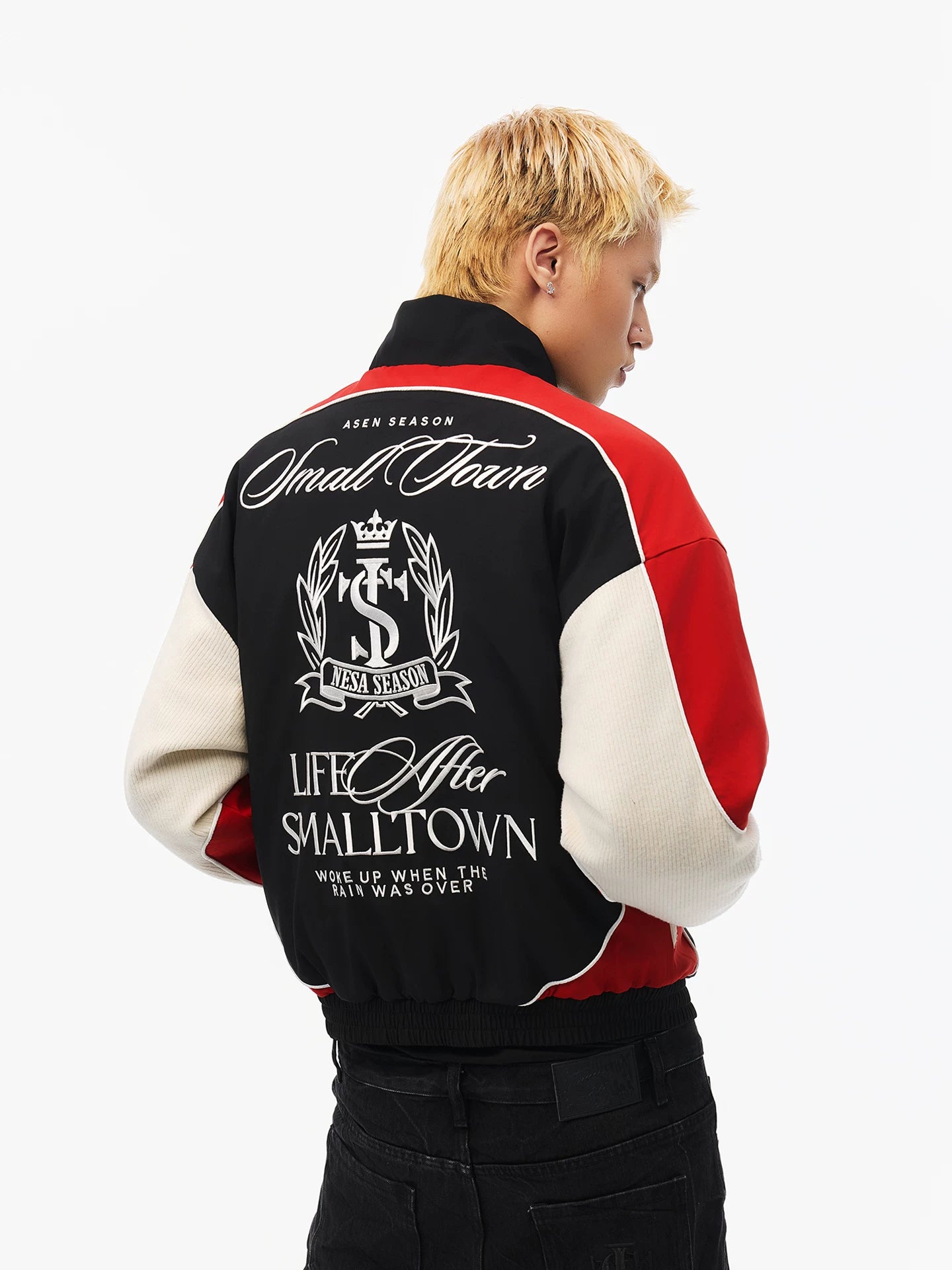 STK SmallTownKid Badge Racing Spliced Sports Jacket