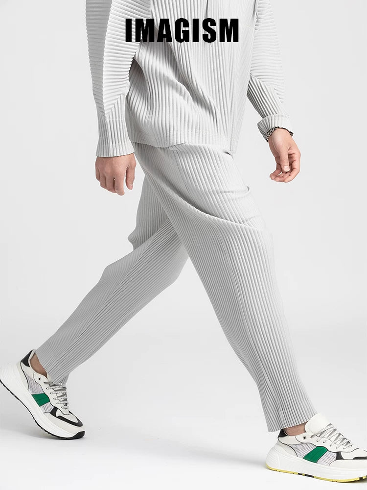 IMAGISM Japanese Non Miyake Pleated Drape Wide Leg Pants JF150