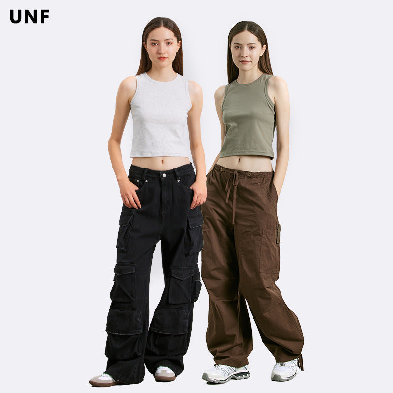 UNF round neck slim-fitting outer Crop Top Tee