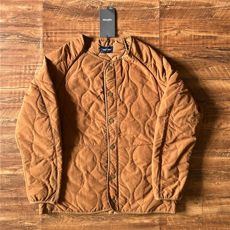 Japanese Retro Collarless Quilted Cotton Jacket