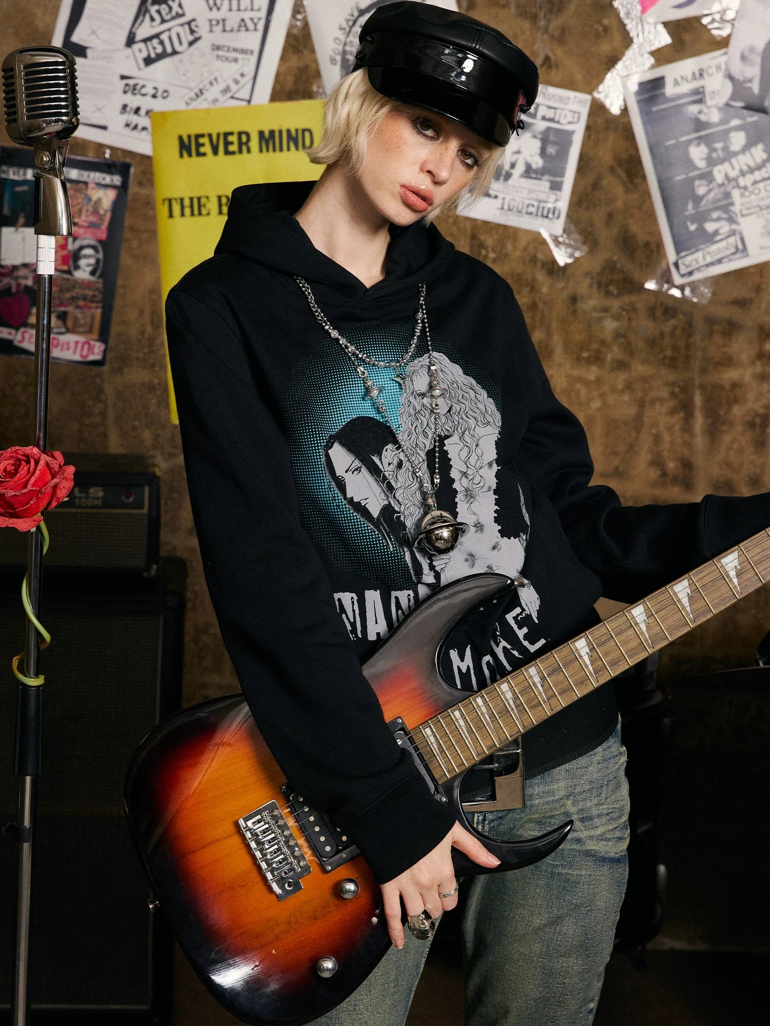 DONSMOKE Front Shoulder Hooded Sweater