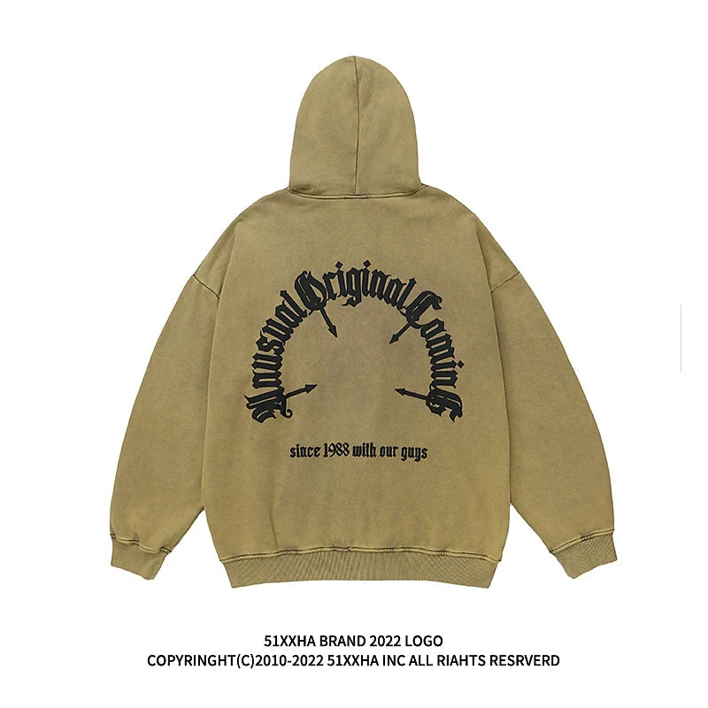 Autumn Vintage Gothic Letter Cardigan Hooded Sweatshirt