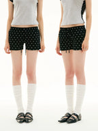 FUNKYFUN Full-printed Polka-dot Elastic Waist Three-point Casual Shorts