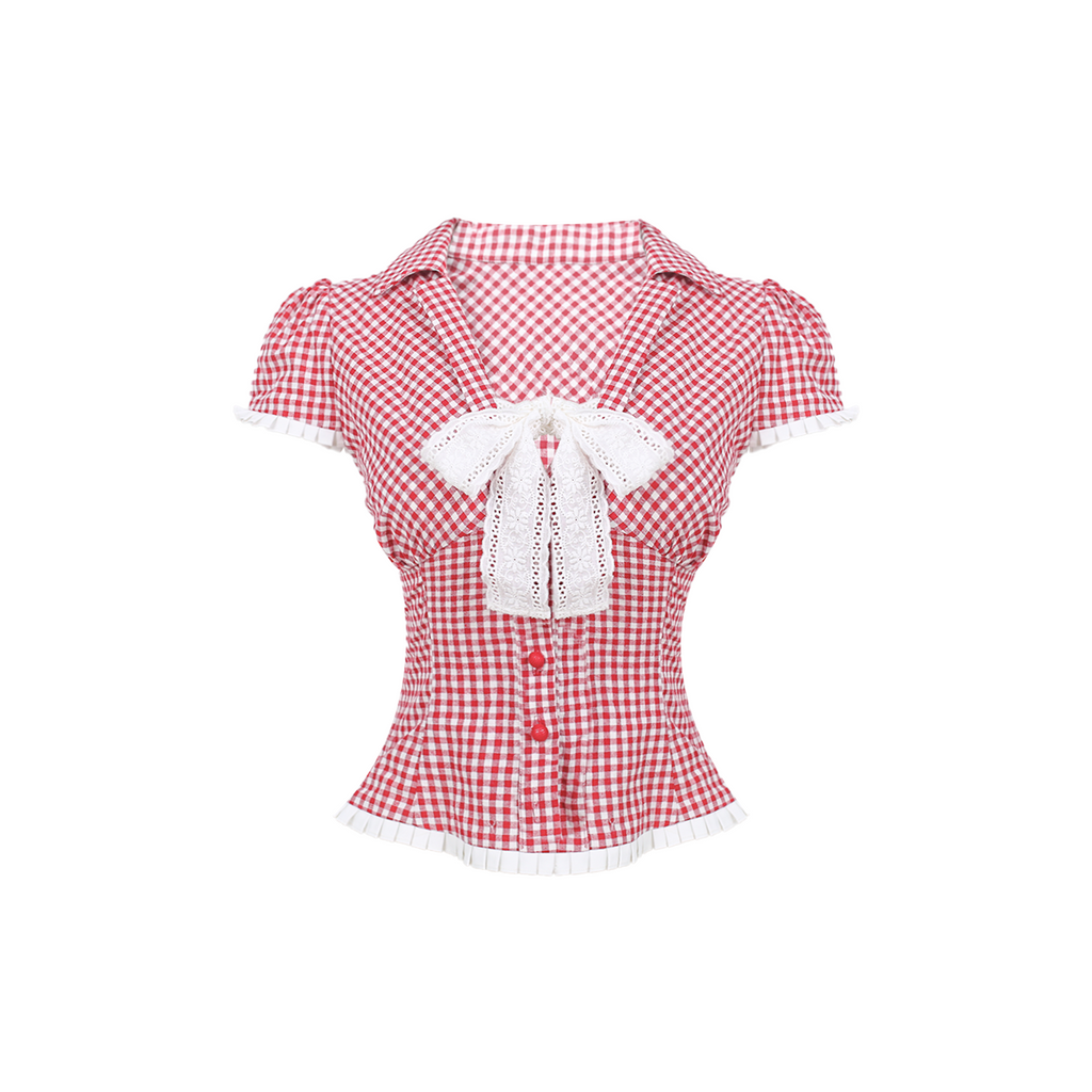 Limerance Tianli Dadai Red and White Plaid Shirt