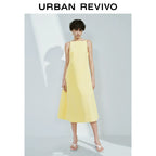 URBAN REVIVO Temperament Back Zipper Waist Sleeveless Dress