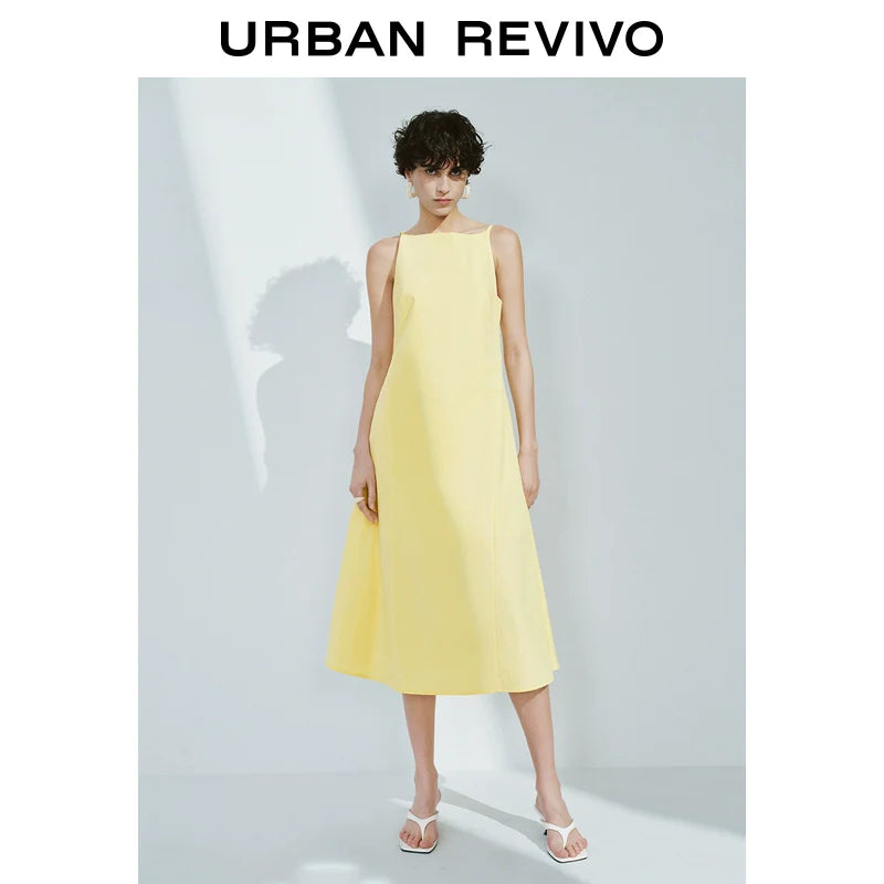 URBAN REVIVO Temperament Back Zipper Waist Sleeveless Dress