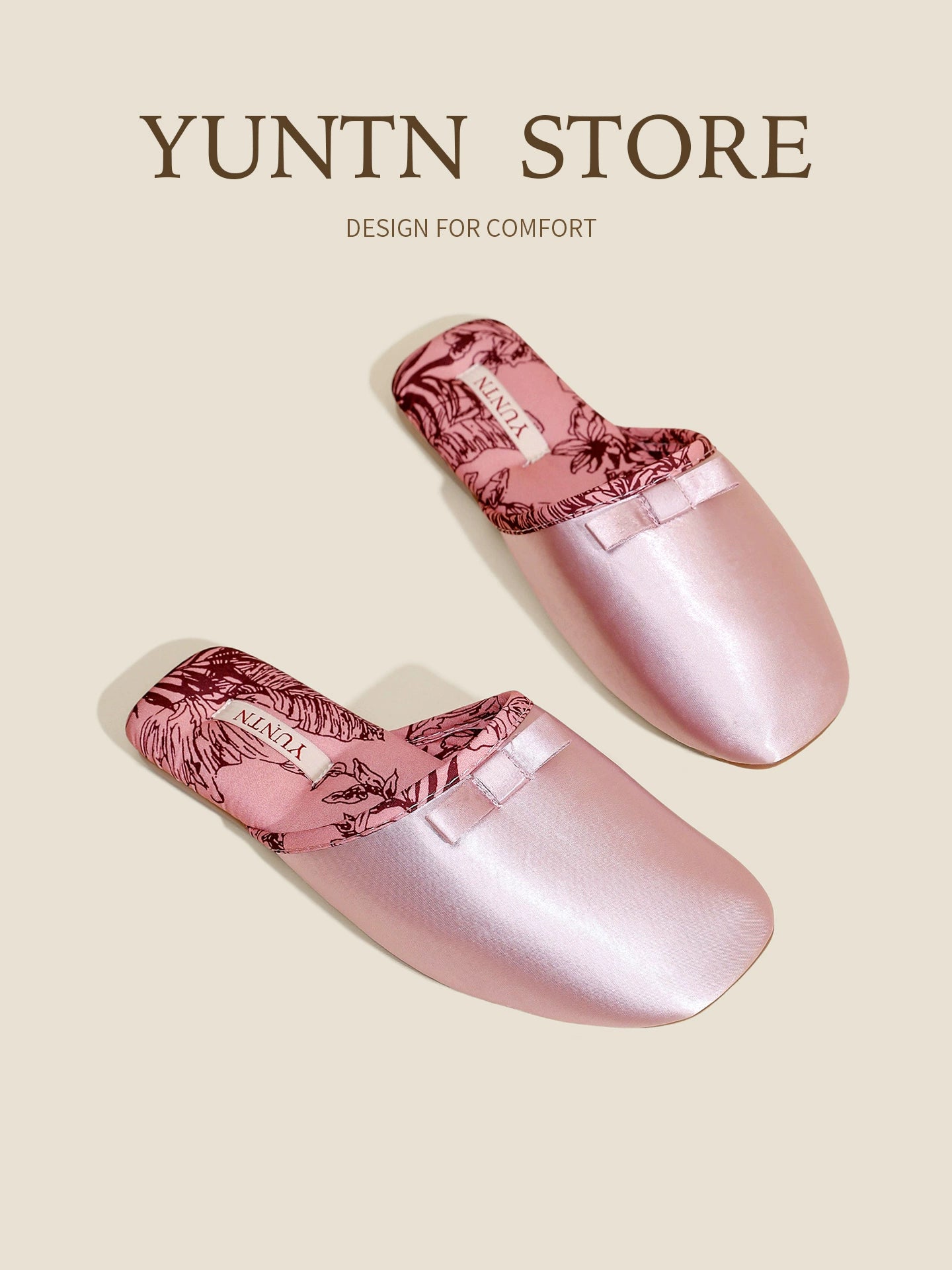 Chinese Aesthetic Floral Satin Home Slippers