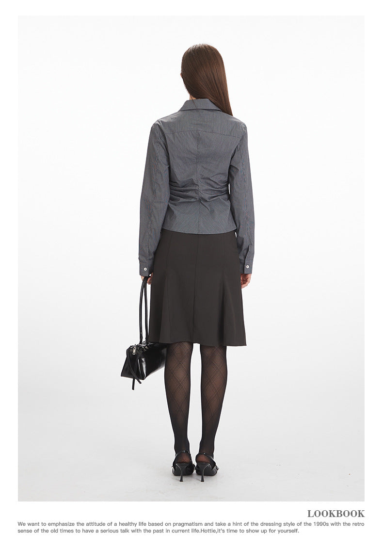 Nariele Slim Fit Skinny Waist Long Sleeve Shirt