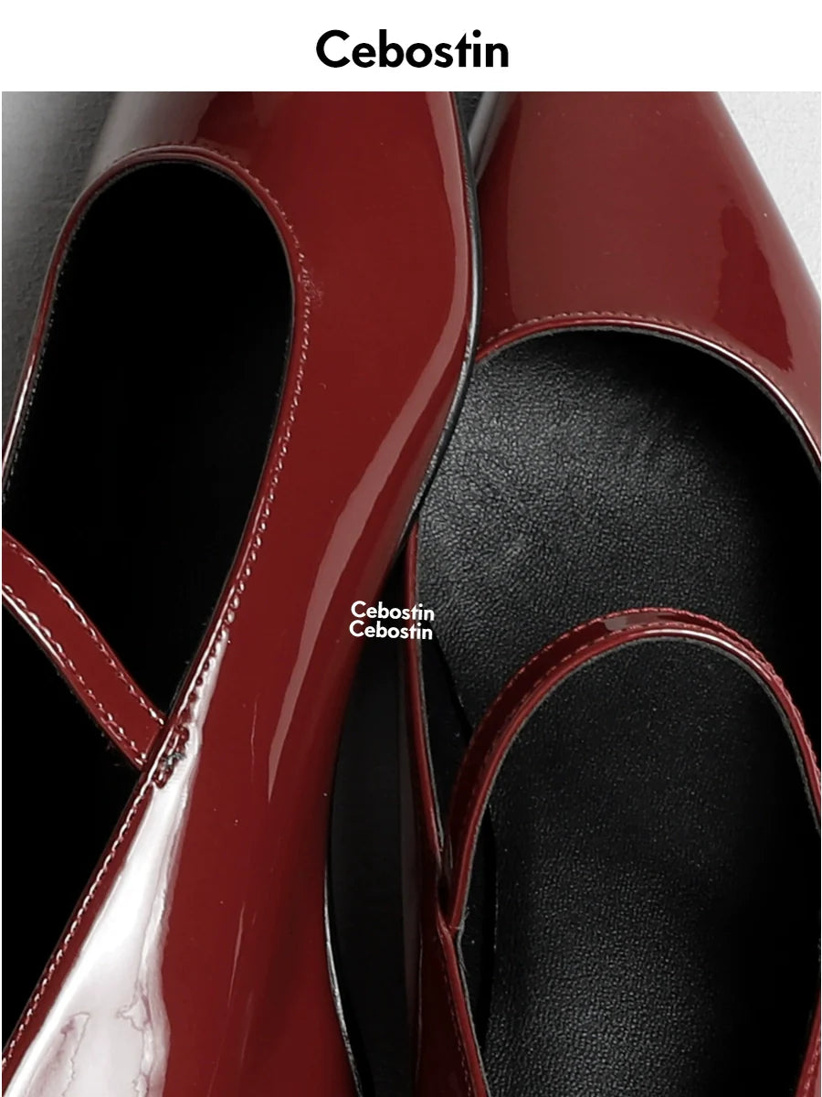 Cebostin One-word French Inner Heightening Mary Jane Shoes