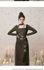 Imone Butterfly Print Pleated Mesh Dress