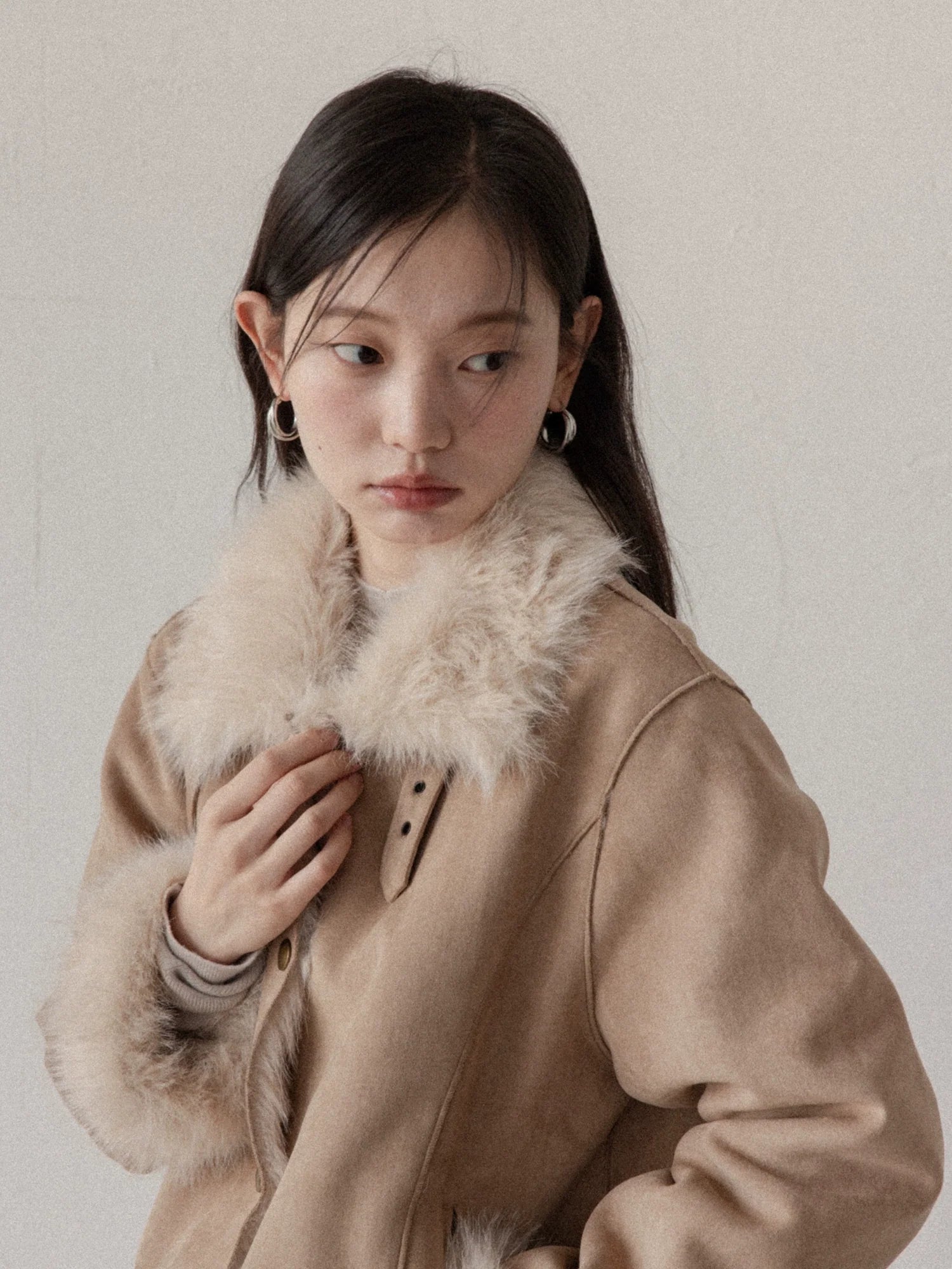 Cantonstory Vintage Korean Fur Integrated Plush Short Jacket