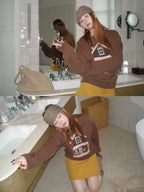 CCKOK Color Block Jacquard Round Neck Sweater