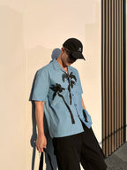 Weave Island Date Cuban Collar Printed Short Sleeve Shirt