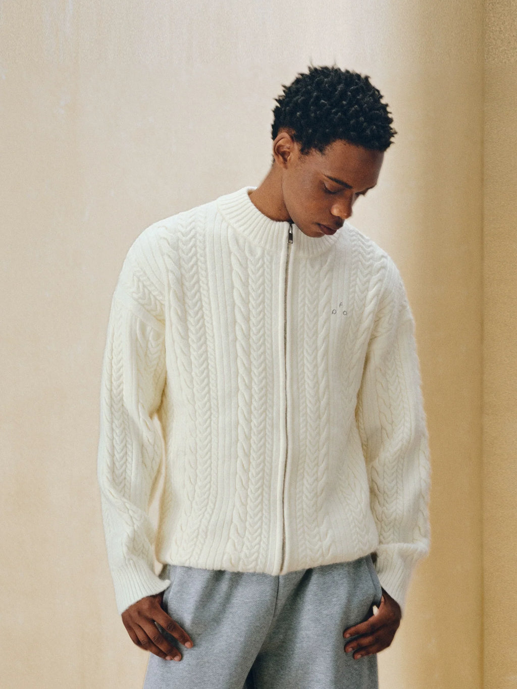 FPA Variable-weave Twisted Skin-friendly Soft Waxy Zipper Sweater