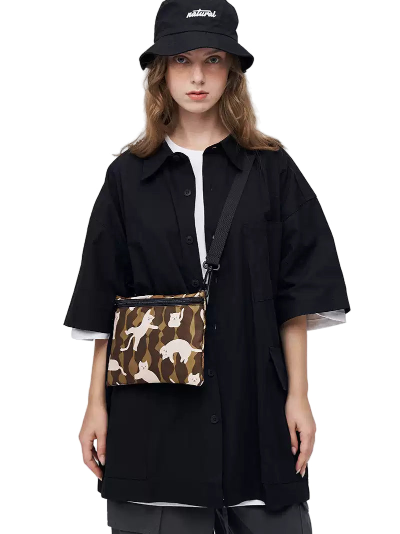 FREEIN cute cat print crossbody bag