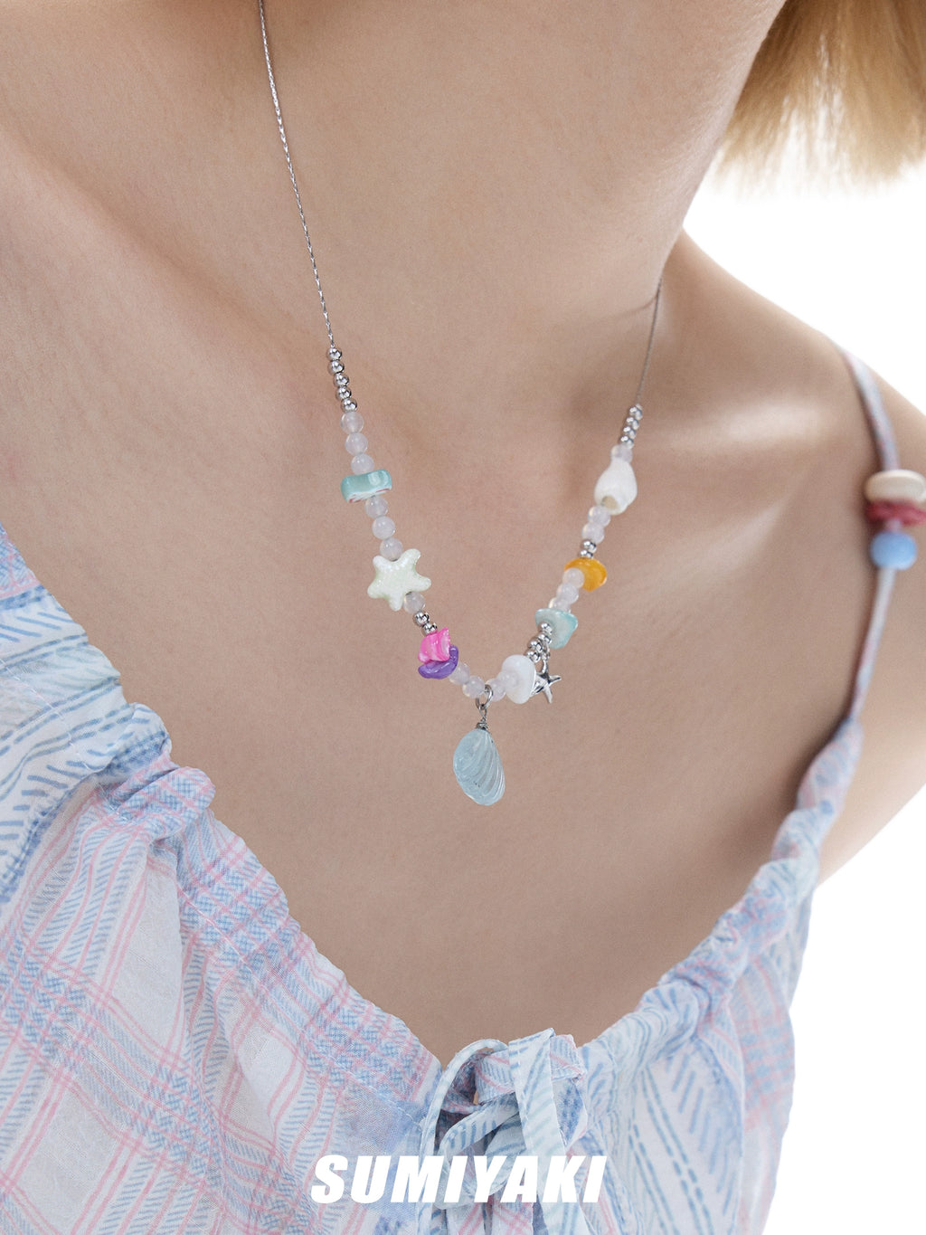 Fukai Stone Aquamarine Crystal Necklace