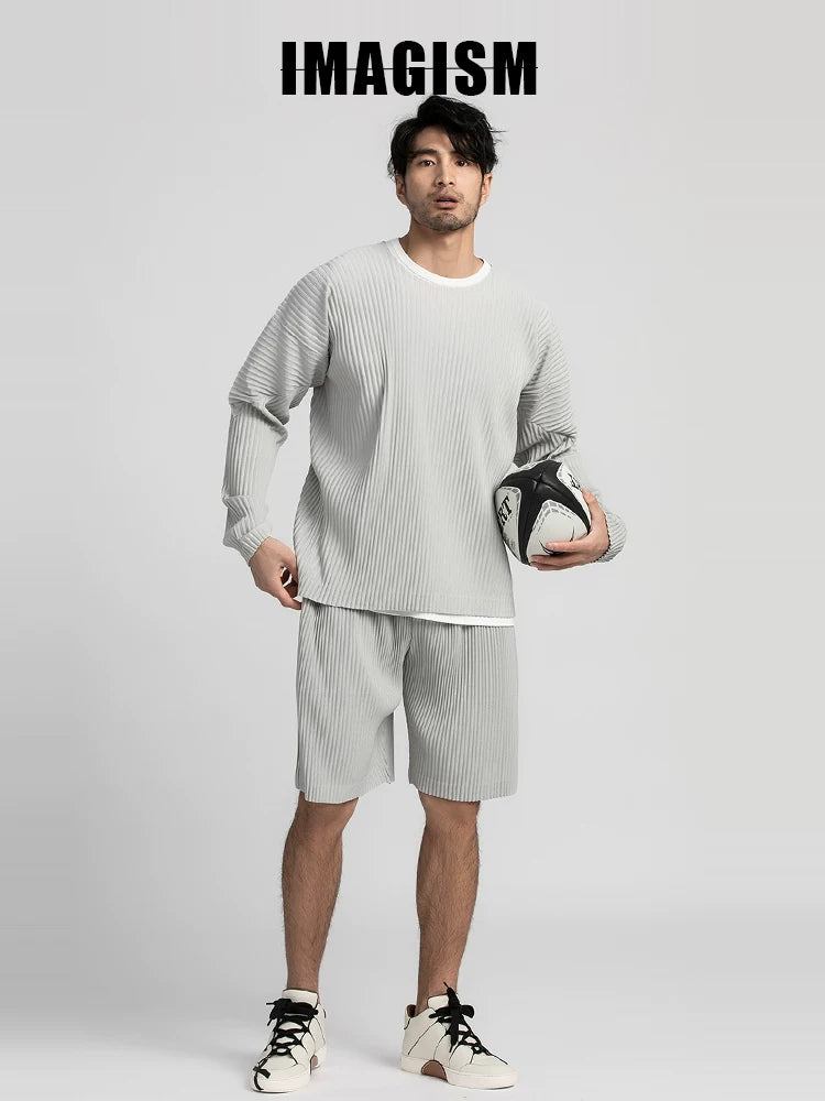 IMAGISM Japanese Pleated Off Shoulder Round Neck Long Sleeve JK021