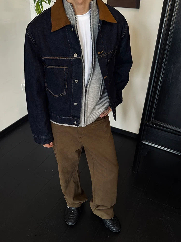 ZOZOFOREST Spliced Collar Premium Denim Jacket